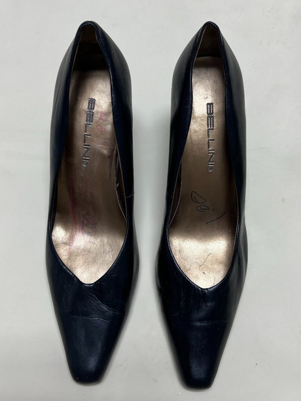 Womens Black Leather heels 8M square toes Heels Pump work party going out Shoes